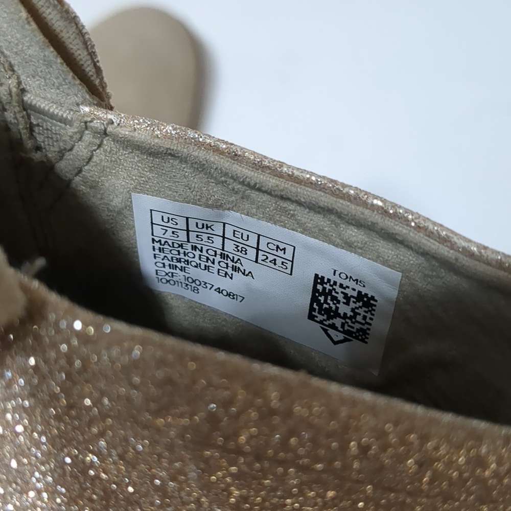 TOMS Deia Oxford Suede Glimmer Ankle Booties 7.5 - Picture 8 of 8